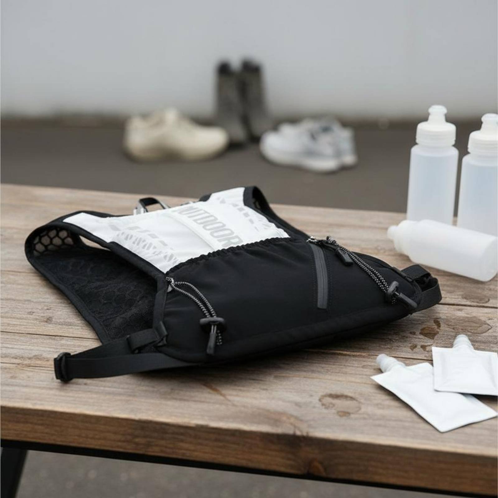 Running Gear Design - Lightweight Trail Running Backpack Multi-Pocket Design