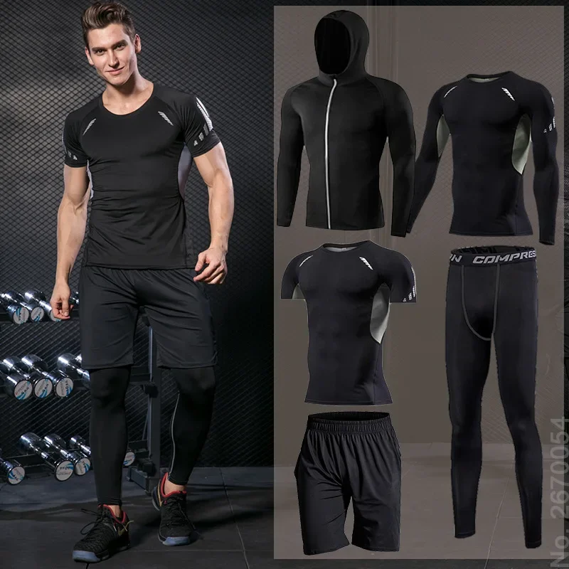 Men Running Sets Gym Tight Spo - Running Jogging Gear ulasan dan harga