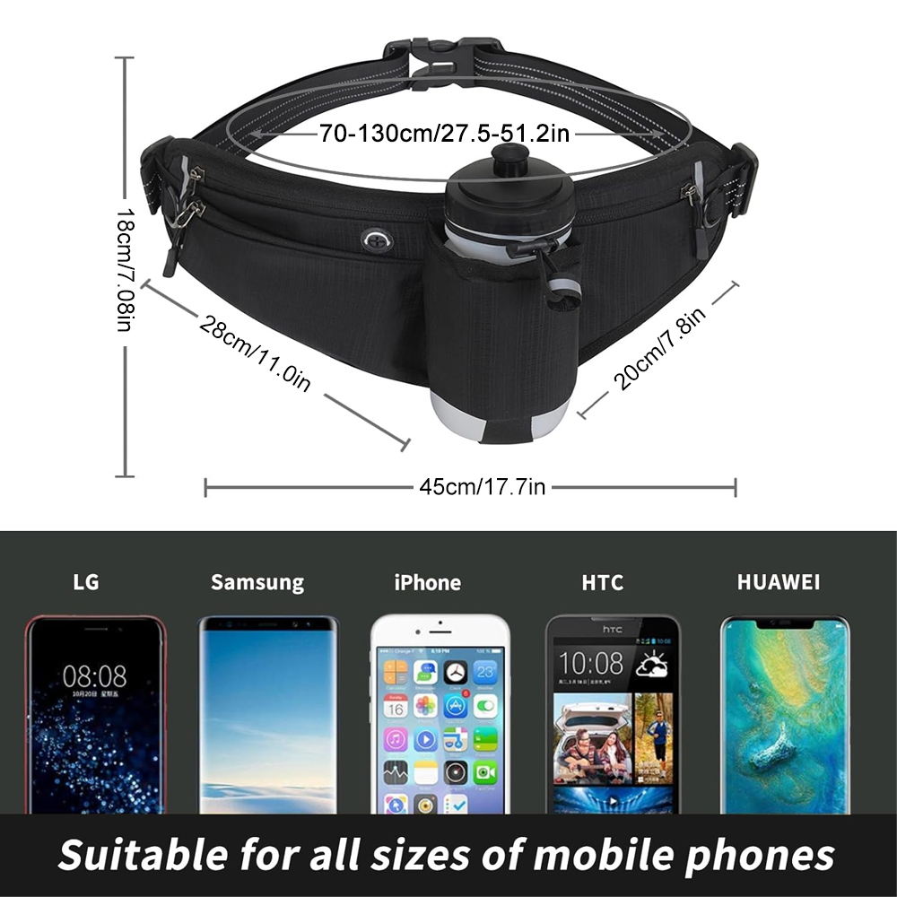 1PCS Fanny Pack with Water Bot - Running Gear Water ulasan dan harga